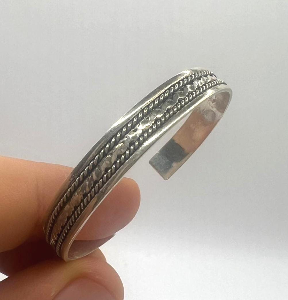 Engraved Sterling Silver Baby Bangle, Spiral Boho Cuff Bracelet, Adjustable Kids Jewelry