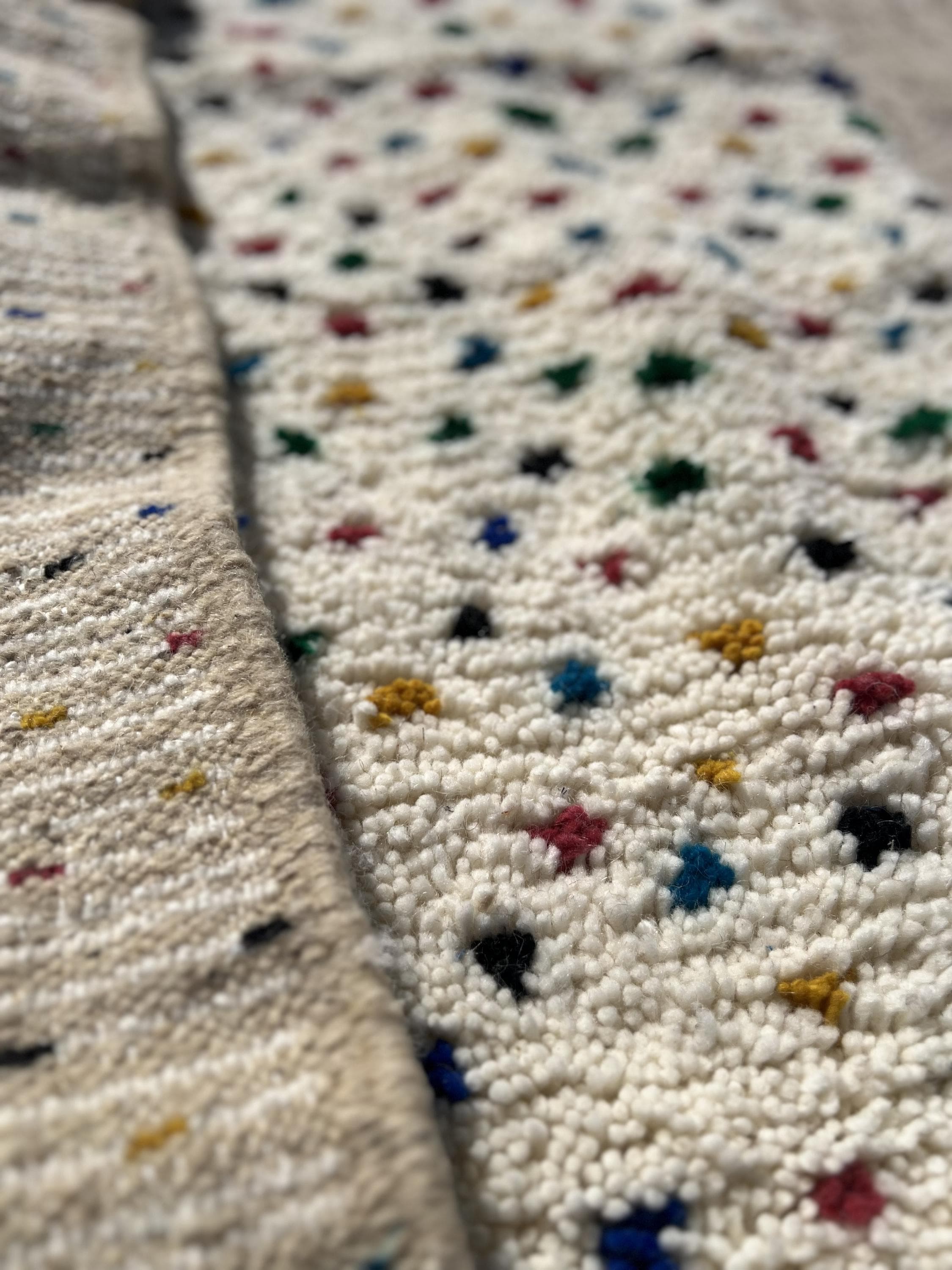 Handmade Polka Dot Rug - Colorful Confetti Beni Ourain Rug - Shaggy Wool Carpet - Boho Nursery Area Rug - Funky Berber - Custom Size