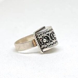 Handmade Antique Berber Pyramids Sterling Silver Tuareg Ring: Ethnic Tribal Jewelry Rings