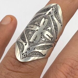 Handmade Sterling Silver Tuareg Ring: Vintage Berber Cross Tribal Jewelry (Size 56 FR / 7.5 US )