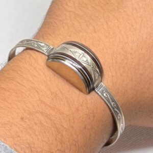 Tuareg Sterling Silver Ebony Wood Bracelet: African Berber Bohemian Ethnic Gypsy Bangle Jewelry