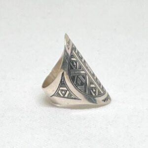 Berber Sterling Silver Ring: Tuareg Engraved Tuareg Tribal Jewelry, Size 11 US