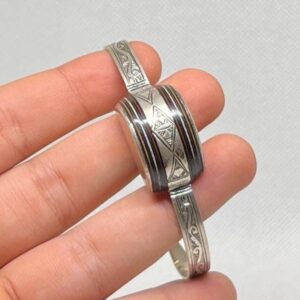 Tuareg Sterling Silver Ebony Wood Bracelet: African Berber Bohemian Ethnic Gypsy Bangle Jewelry