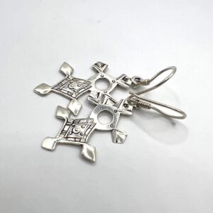 Tuareg Croix du Sud Sterling Silver Spiral Bohemian Cross Earrings: Berber Tribal Ethnic Jewelry