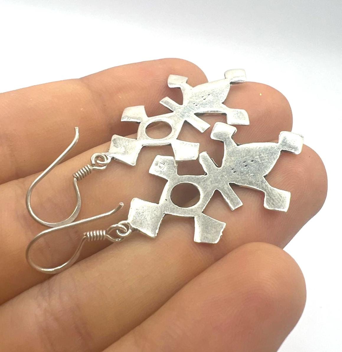Tuareg Croix du Sud Sterling Silver Spiral Bohemian Cross Earrings: Berber Tribal Ethnic Jewelry