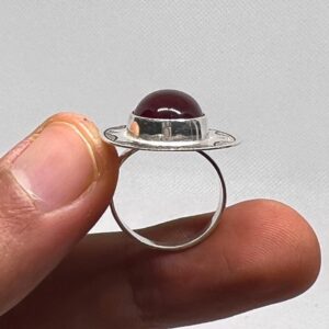 Tuareg Handmade Sterling Silver Red Ruby Ring: Berber Tribal Jewelry, Size 7 US