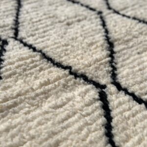 Beni Ourain Rug - Fluffy Ivory Black Wool Rug - Large Diamond Rug - Handmade Berber Carpet - Boho Area Rug - Multiple Sizes