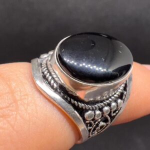 Berber Sterling Silver Ring: Black Onyx, Handmade Tribal Jewelry