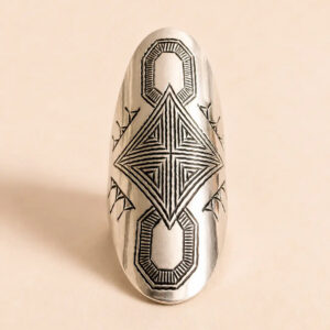 Amazigh Silver Ring – Tighri Geometric Shield Design