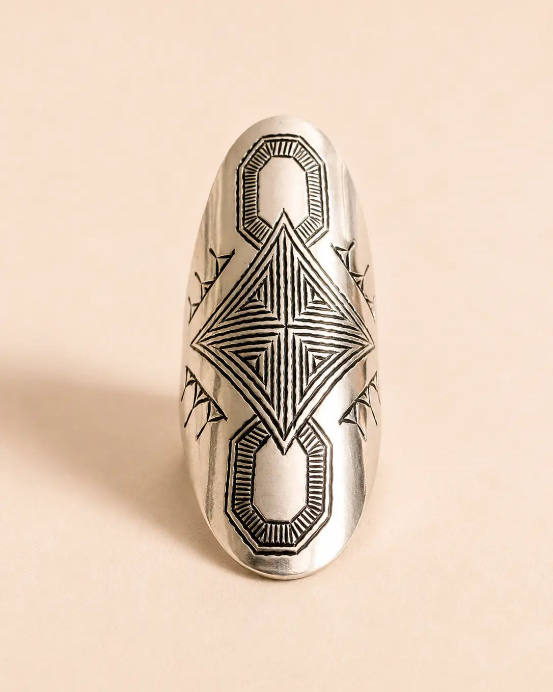 Amazigh Silver Ring – Tighri Geometric Shield Design