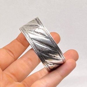 Vintage Berber Sterling Silver Bangle, Tribal Cuff Bracelet