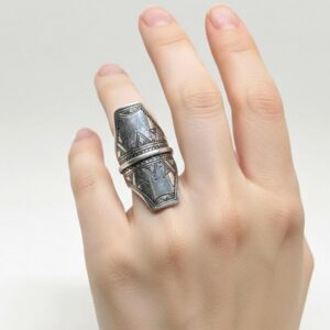 Berber Sterling Silver Ring: Engraved Tuareg Tribal Jewelry, Size 10