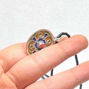 Amazigh Yaz Symbol Enamel Silver Pendant: Berber Kabyle Sterling Necklace