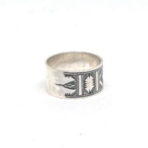 Handmade Sterling Silver Tuareg Cross Ring: Engraved Berber Ethnic Tribal Jewelry