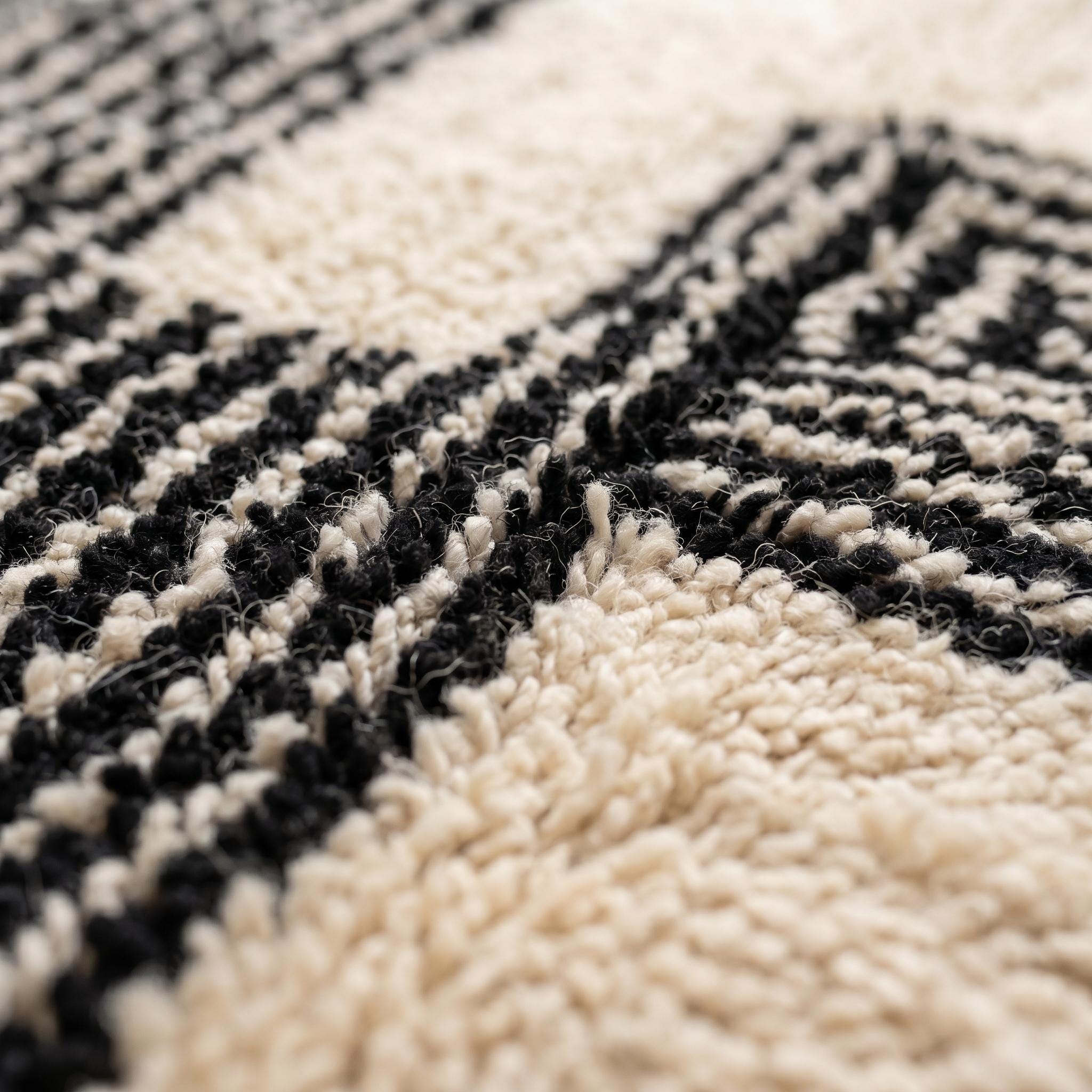 Beni Ourain Rug - Ivory Black Wool Rug - Handmade Geometric Rug - Modern Area Rug - Graphic Berber Carpet - Multiple Sizes