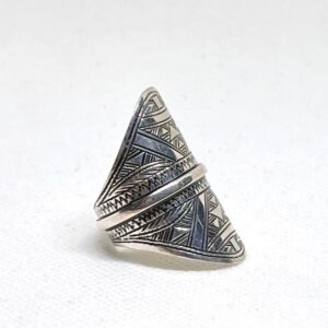 Handmade Berber Sterling Silver Ring: Bohemian Ethnic Jewelry, US Size 9