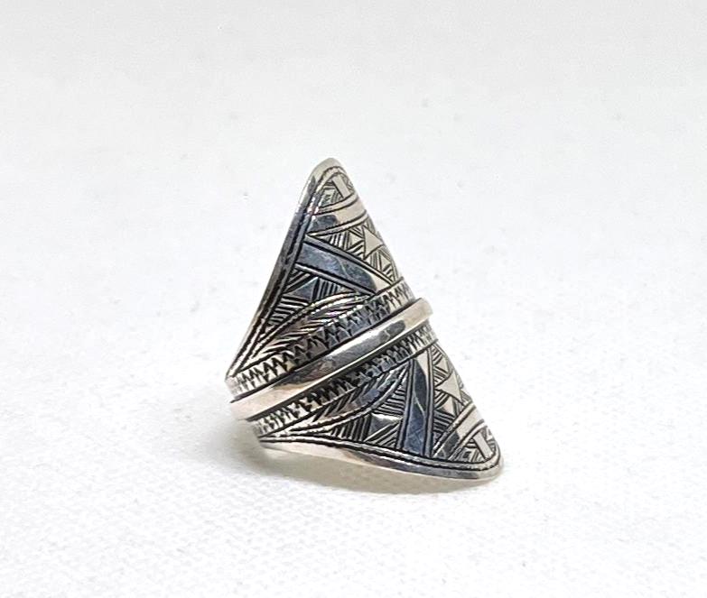 Handmade Berber Sterling Silver Ring: Bohemian Ethnic Jewelry, US Size 9