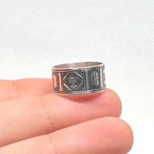 Handmade Sterling Silver Tuareg Cross Ring: Engraved Berber Ethnic Tribal Jewelry