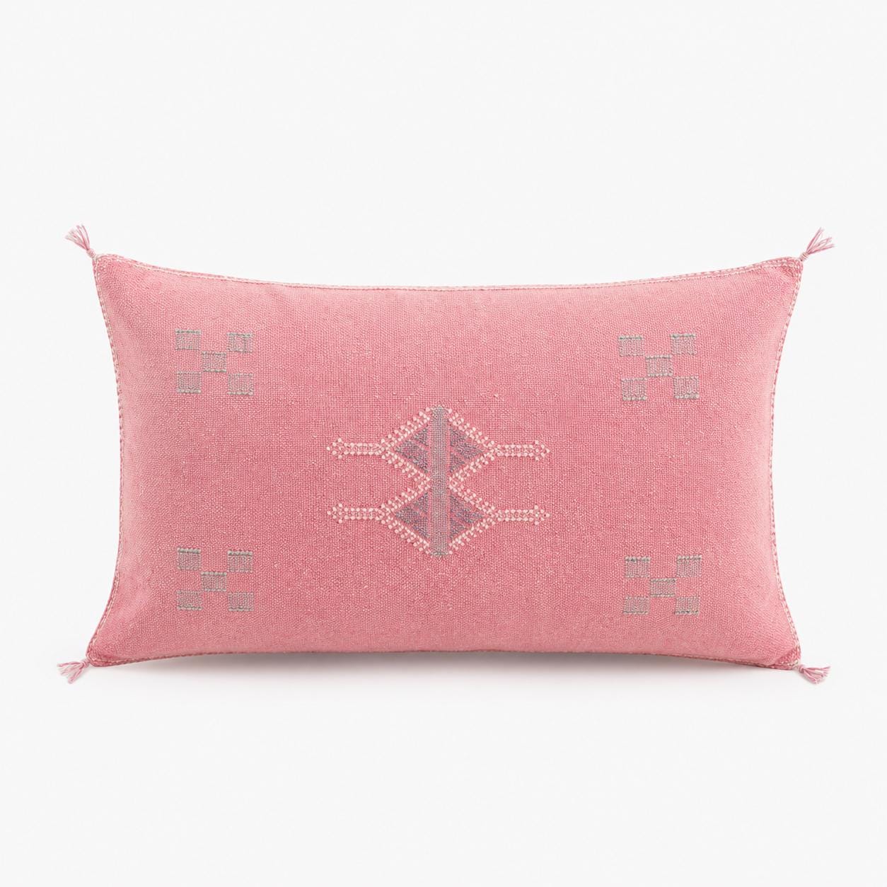 Amazigh Cactus Silk Cover 12x20 Handmade Lumbar Pillow