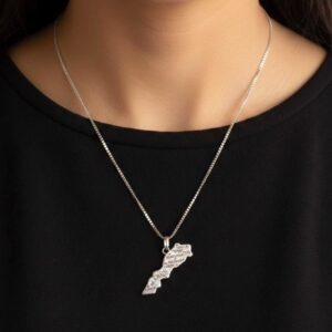 Handmade Map Pendant Necklace in Sterling Silver 925 : Berber Jewelry