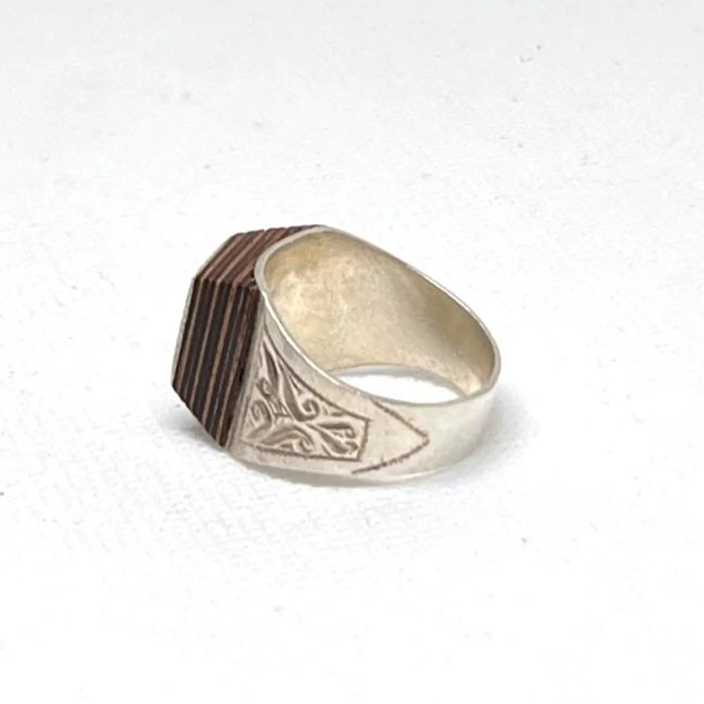 Handmade Sterling Silver Tuareg Ring: Ebony Inlay, Berber Tribal Jewellery