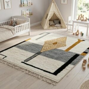 Authentic Beni Ourain Rug - Soft wool area rug, Handmade Berber rug, Morrocan rug, Neutral shag rug, Boho rug for living room