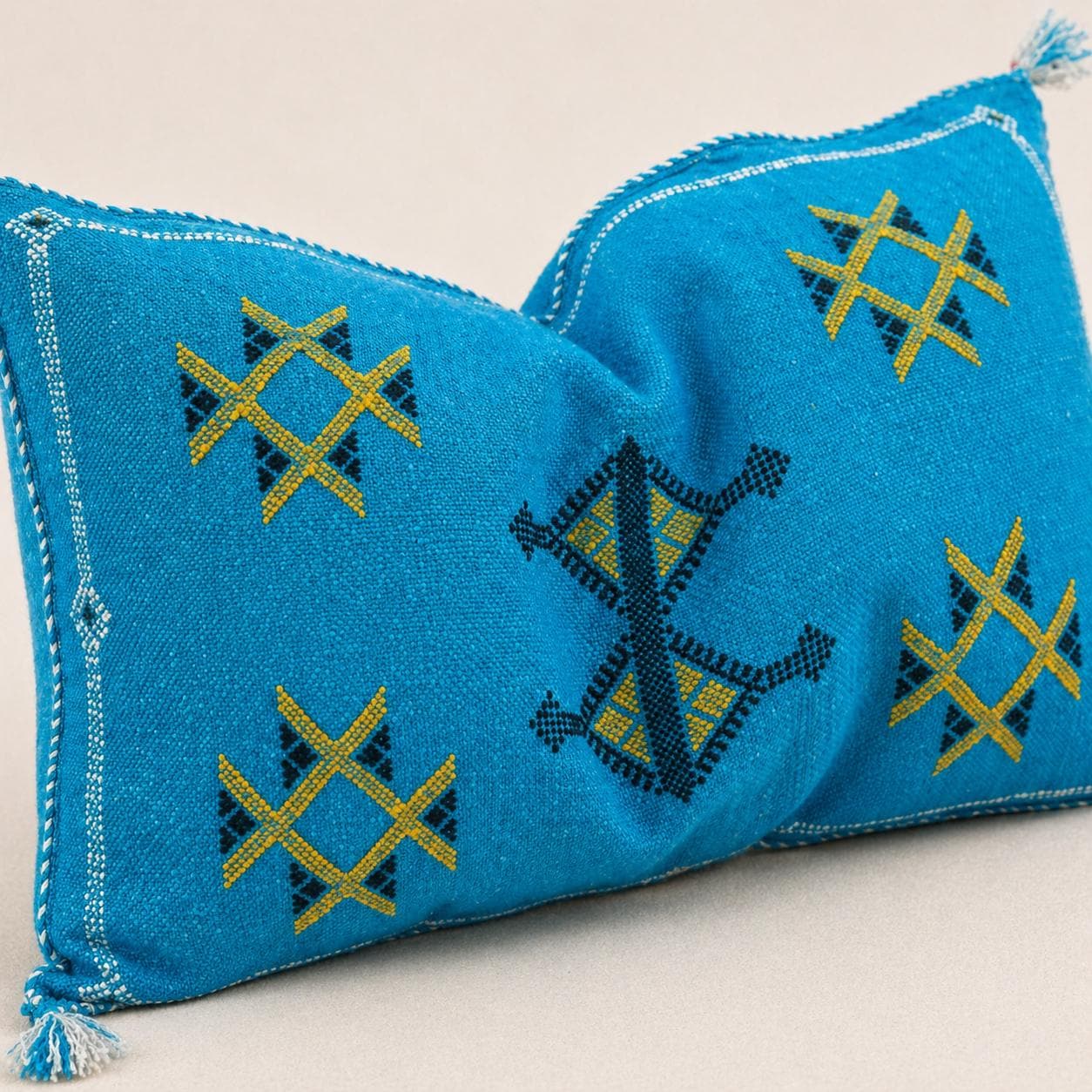 Amazigh Cactus Silk Cover 12x20 Handmade Lumbar Pillow