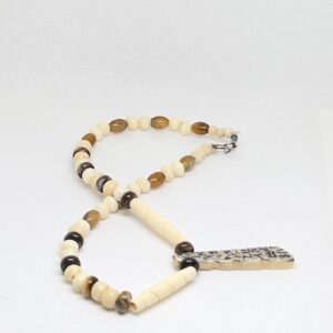 Antique African Bone Necklace: Wolf Fang Talisman, Tribal Jewelry