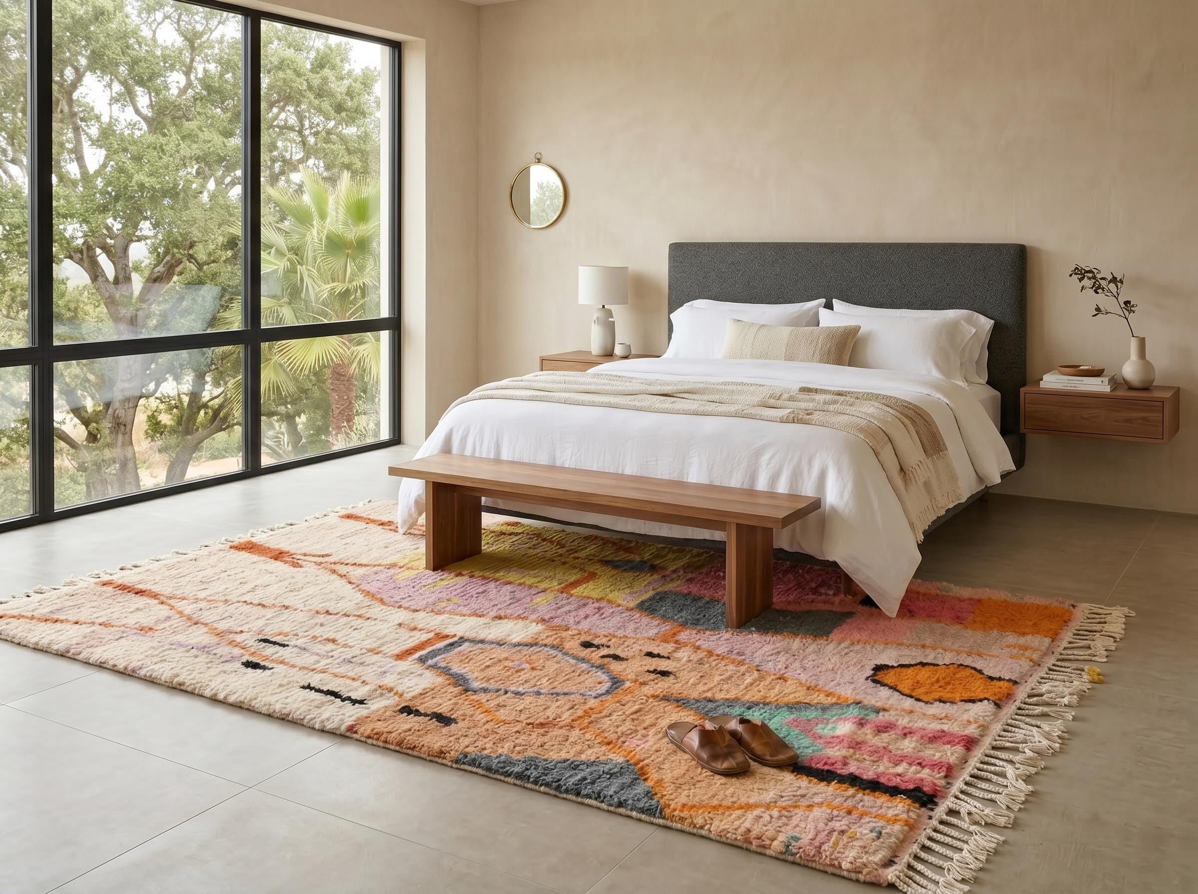 Berber Boujaad Rug Peach Pink Abstract