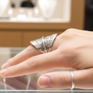 Handmade Engraved Sterling Silver Berber Ring: Tribal Bohemian Jewelry