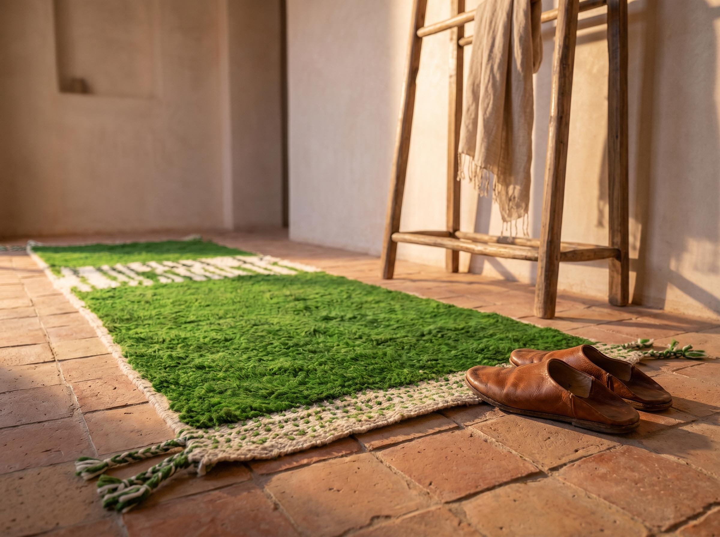 Berber Green Hallway Rug