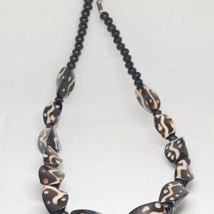 Vintage african tribal necklace, black white beads tribal boho choker jewelry