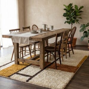 Hand-Knotted Beni Ourain Rug - Authentic Berber Wool, Shag Tribal Carpet