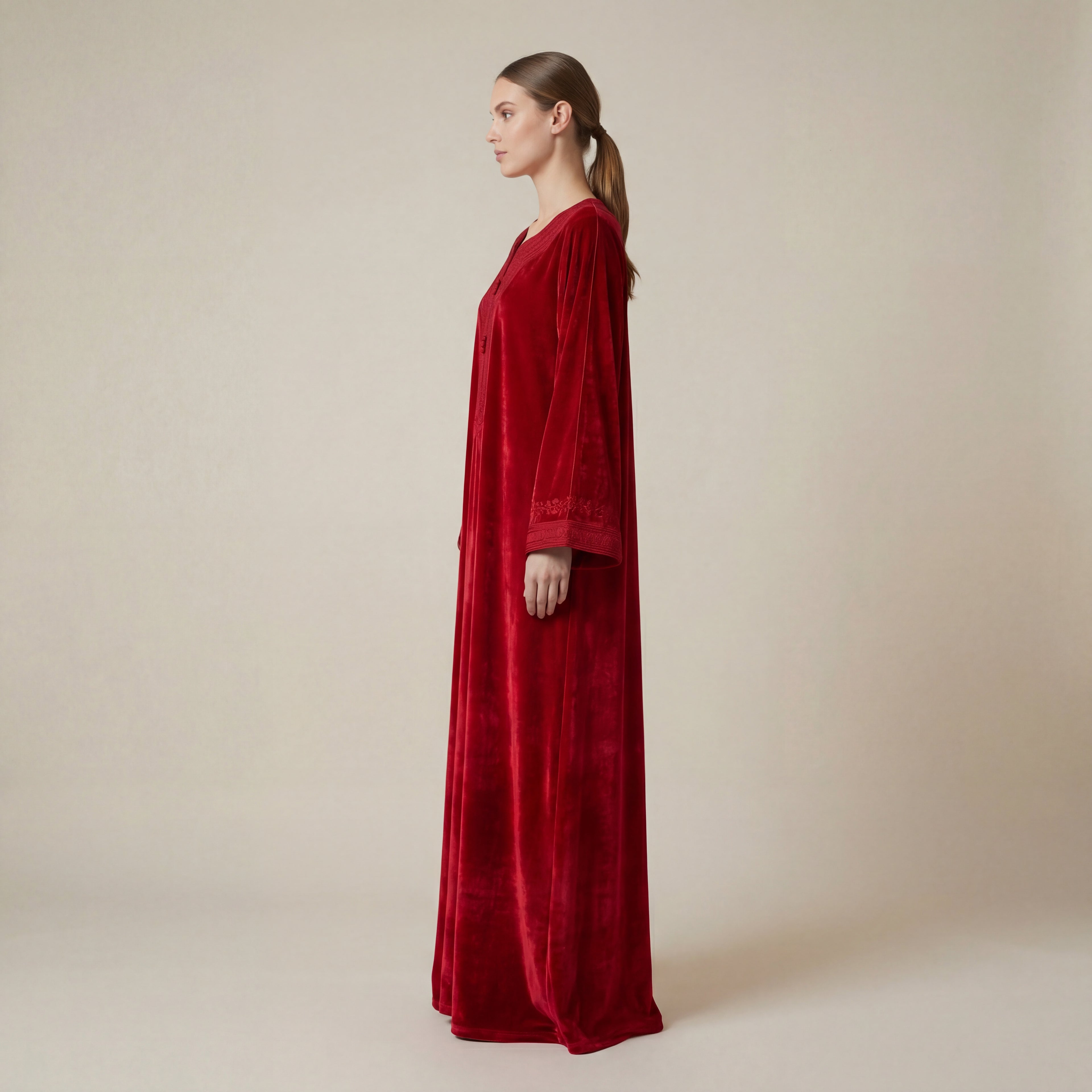 Kaftan - Red Velvet Amazigh Occasion Wear
