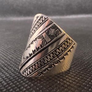 Handmade Sterling Silver Berber Ring: Tribal Engraved Jewelry, Size 8-8.5