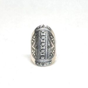 Berber Sterling Silver Ring: Engraved Tuareg Tribal Jewelry, Size 10 US