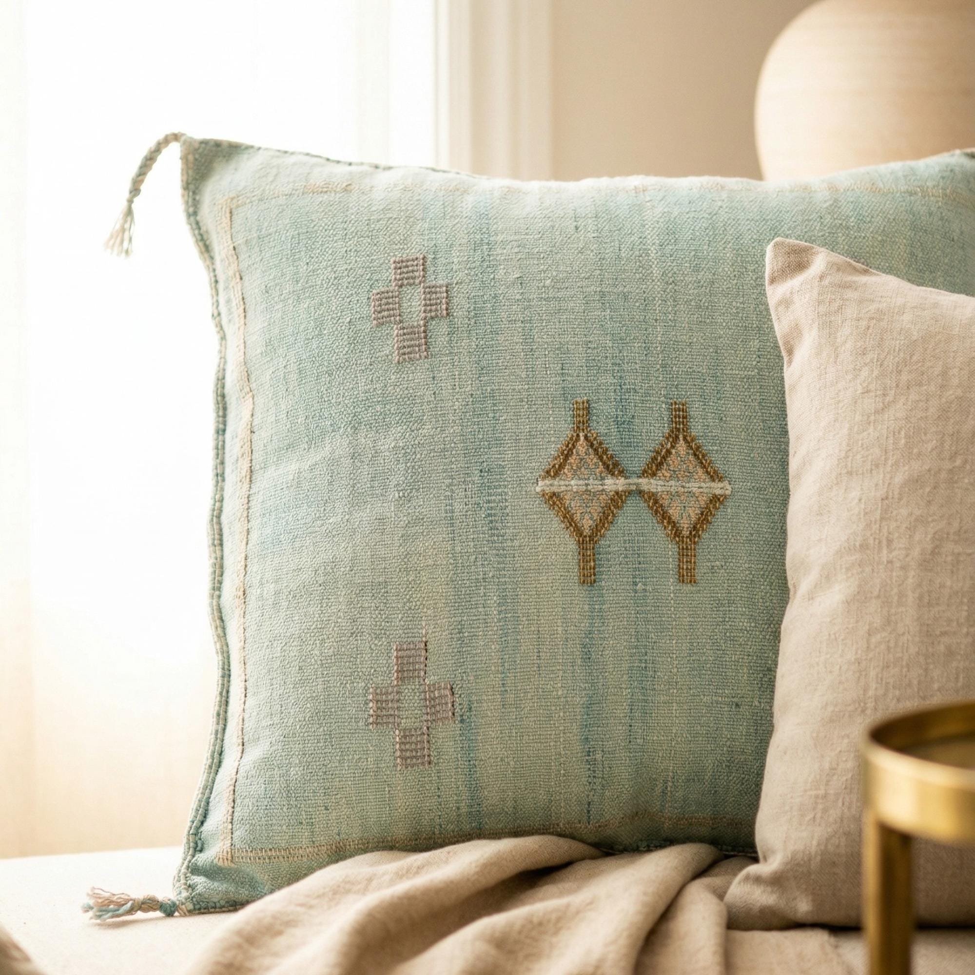 Berber Cactus Silk Cover 20x20 Blue Sky Pillow