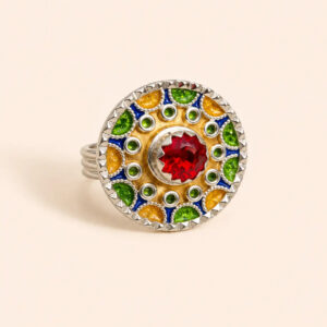 Berber Silver Geometric Ring – Tribal Silver-Toned Adornment