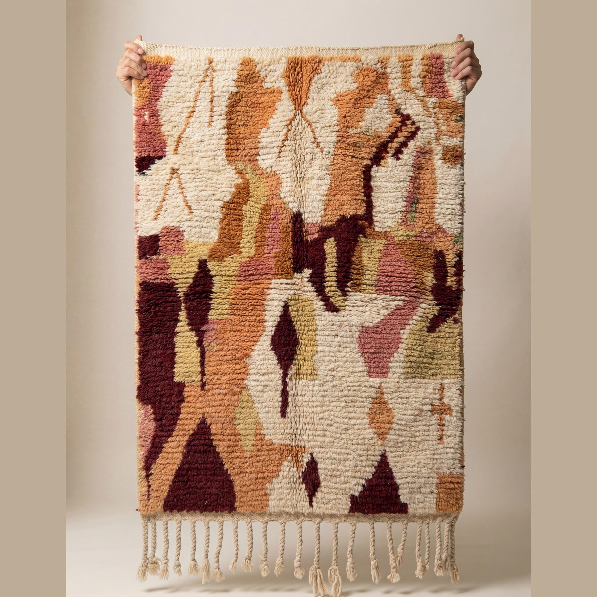 Boujaad Rug - Terracotta Orange Wool Rug - Handmade Abstract Rug - Autumn Boho Area Rug - Earthy Berber Carpet - Multiple Sizes