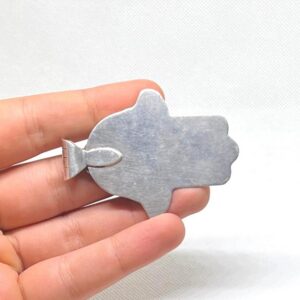 Antique Amazigh Engraved Silver Hamsa Pendant: Old Judaica Hand of Fatima Pendant Necklace