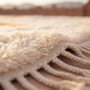 Berber Authentic Beni Ourain Rug, Abstract Rust Beige Wool Carpet, Plush Shag Living Room Decor