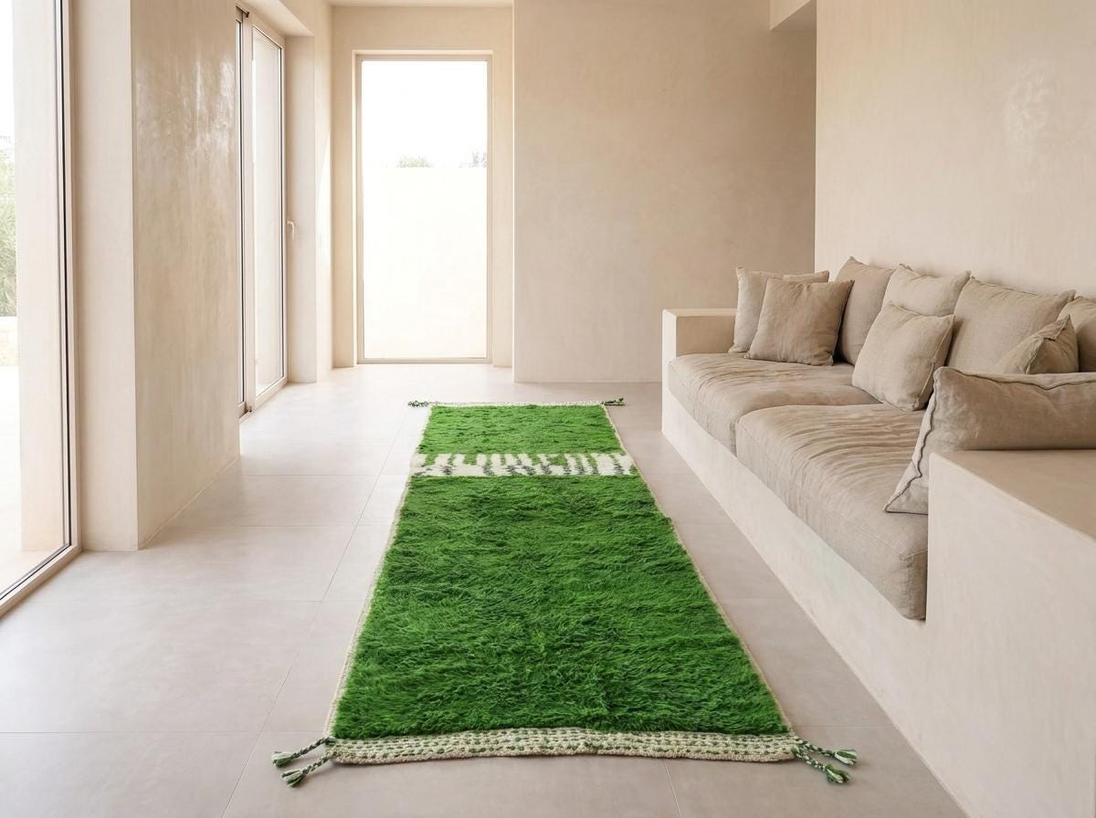Berber Green Hallway Rug