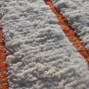 Beni Ourain Rug - Ivory Orange Wool Rug - Handmade Abstract Rug - Fluffy Boho Area Rug - Terracotta Berber Carpet - Multiple Sizes