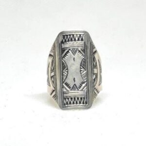 Handmade Berber Sterling Silver Ring: Engraved Boho Tribal Jewelry, Size 8