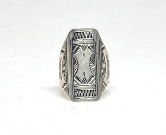 Handmade Berber Sterling Silver Ring: Engraved Boho Tribal Jewelry, Size 8