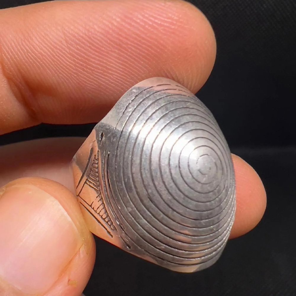 Handmade Sterling Silver Berber Ring: Spiral Engraved Tribal Jewellery, Size 8