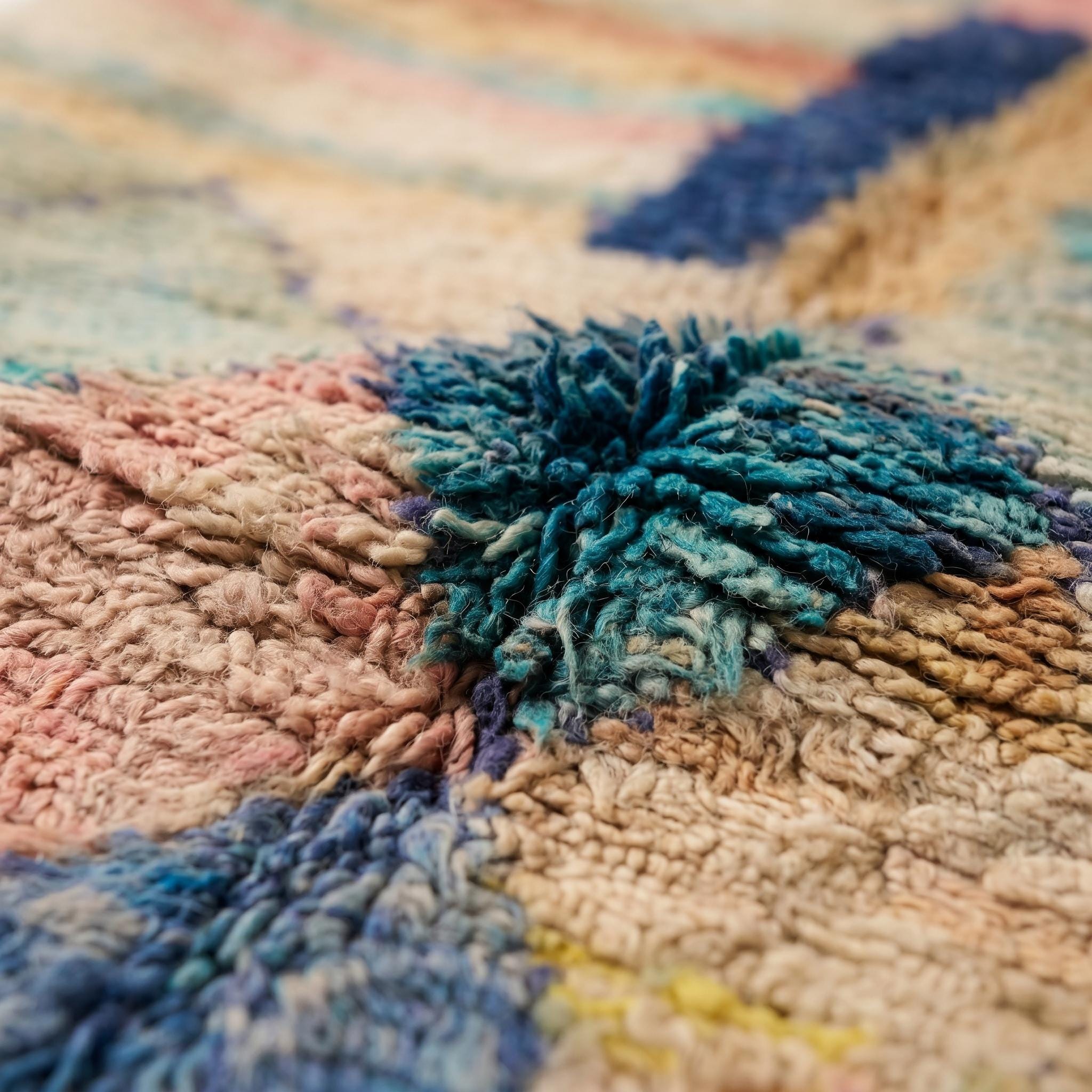 Boujaad Rug 8x5 ft - Pastel Rainbow Wool Rug - One of a Kind Dream Rug - Rare Soft Berber Carpet - Collector Boho Rug