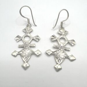 Tuareg Croix du Sud Sterling Silver Spiral Bohemian Cross Earrings: Berber Tribal Ethnic Jewelry