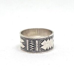 Handmade Sterling Silver Tuareg Cross Ring: Engraved Berber Ethnic Tribal Jewelry