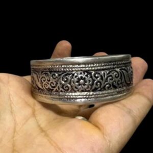 Antique Berber Silver Cuff Bracelet: Jewish Tribal Jewelry, 1950s Mogador (Essaouira)